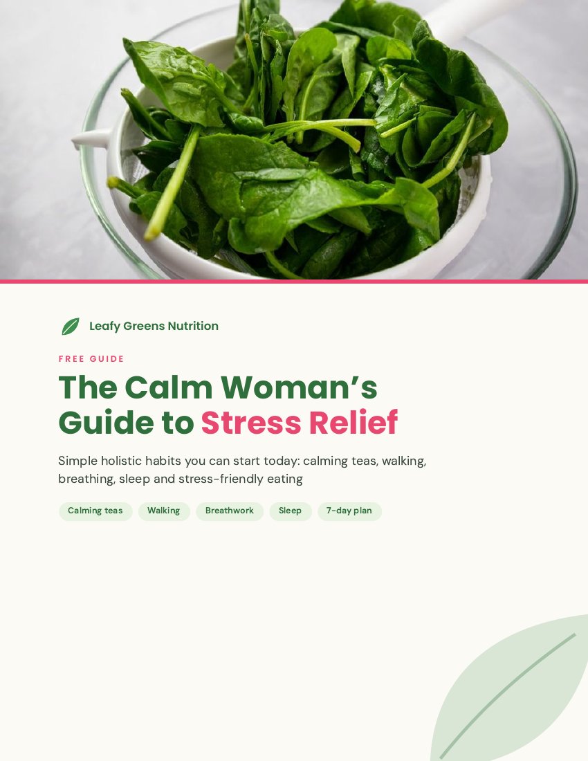Cover of the free guide: The Calm Woman's Guide to Stress Relief
